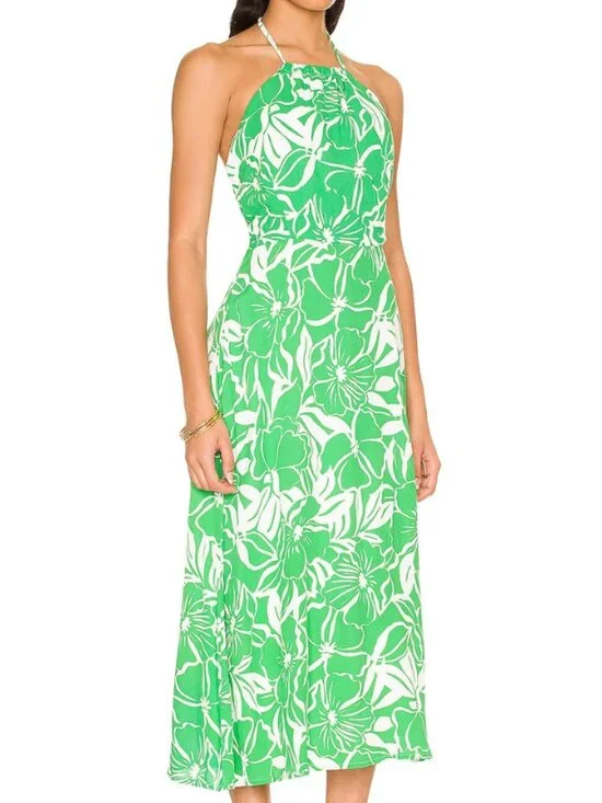 Faithfull the Brand Taormina Midi Dress Women's XL Crepe Resortwear Vacation - Picture 1 of 12